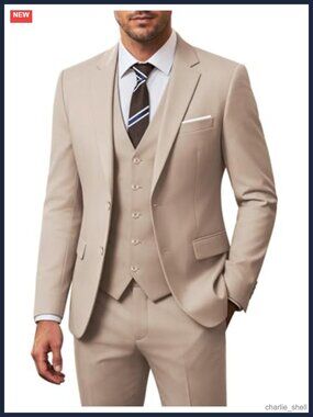 Men's 3 Piece Slim Fit Suit Set Jacket Vest Pants Formal Wedding